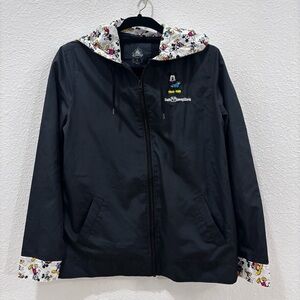 Disney Parks Black Hooded Windbreaker Mickey Lining Walt Disney World Small